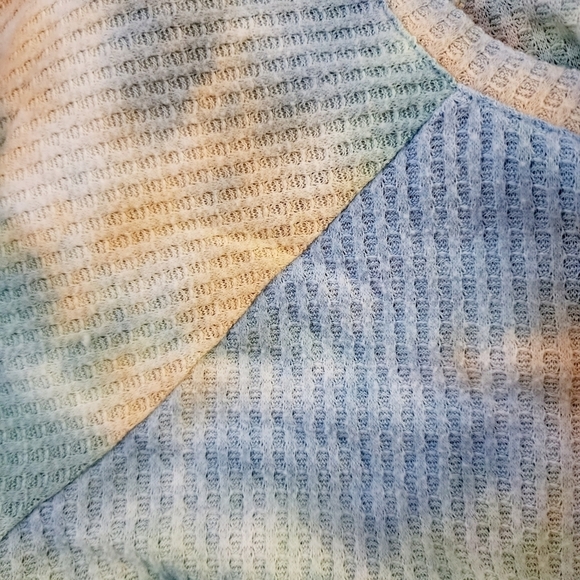 BP. Tie Dye Thermal Long Sleeve Waffle Knit Top Women's Large L Blue Orange EUC - Picture 5 of 9
